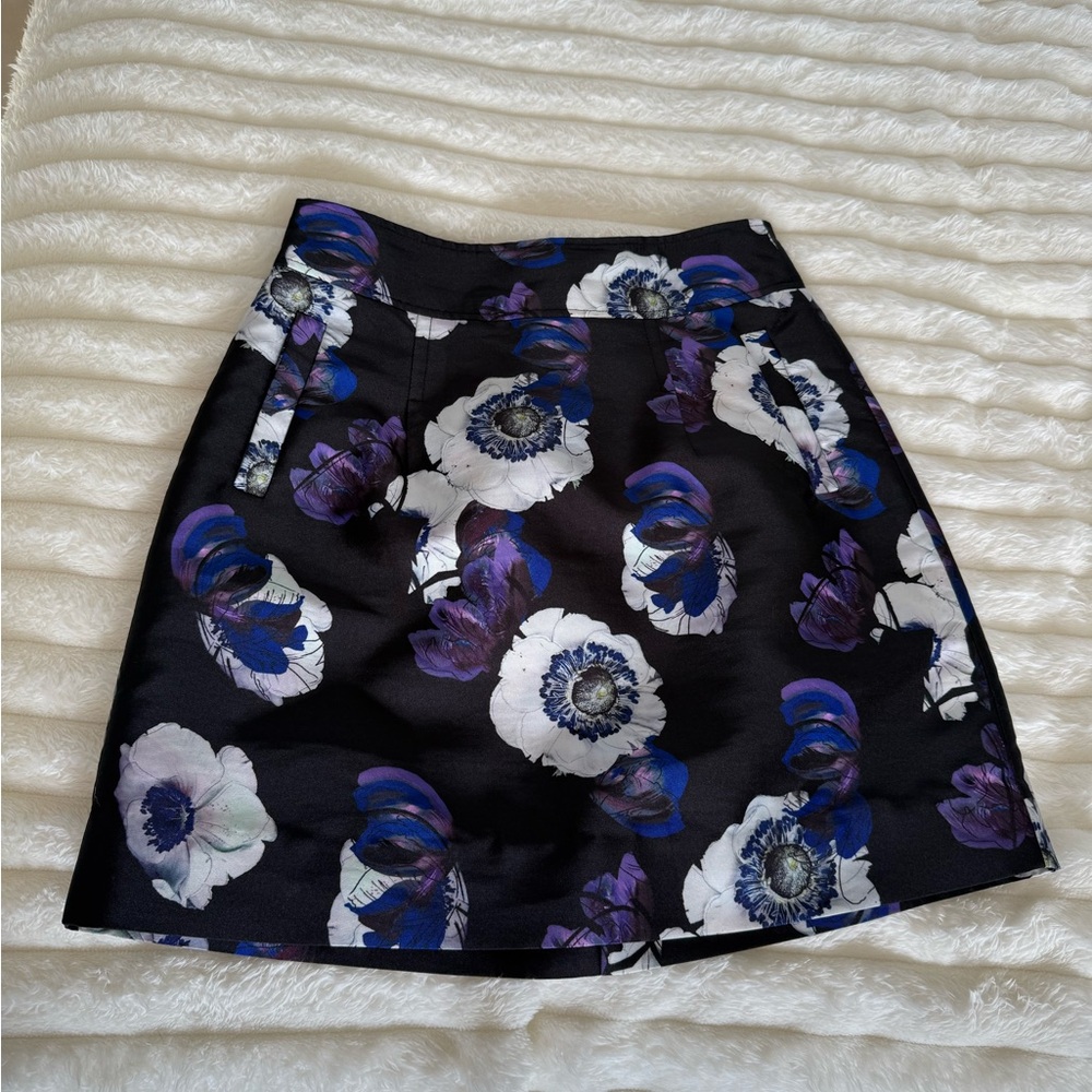 Floral Black Blue White and Purple Skirt